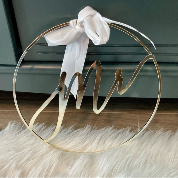 Style Me Pretty Mr. and Mrs. Gold Wedding Chair Sign - Picture 3 of 4